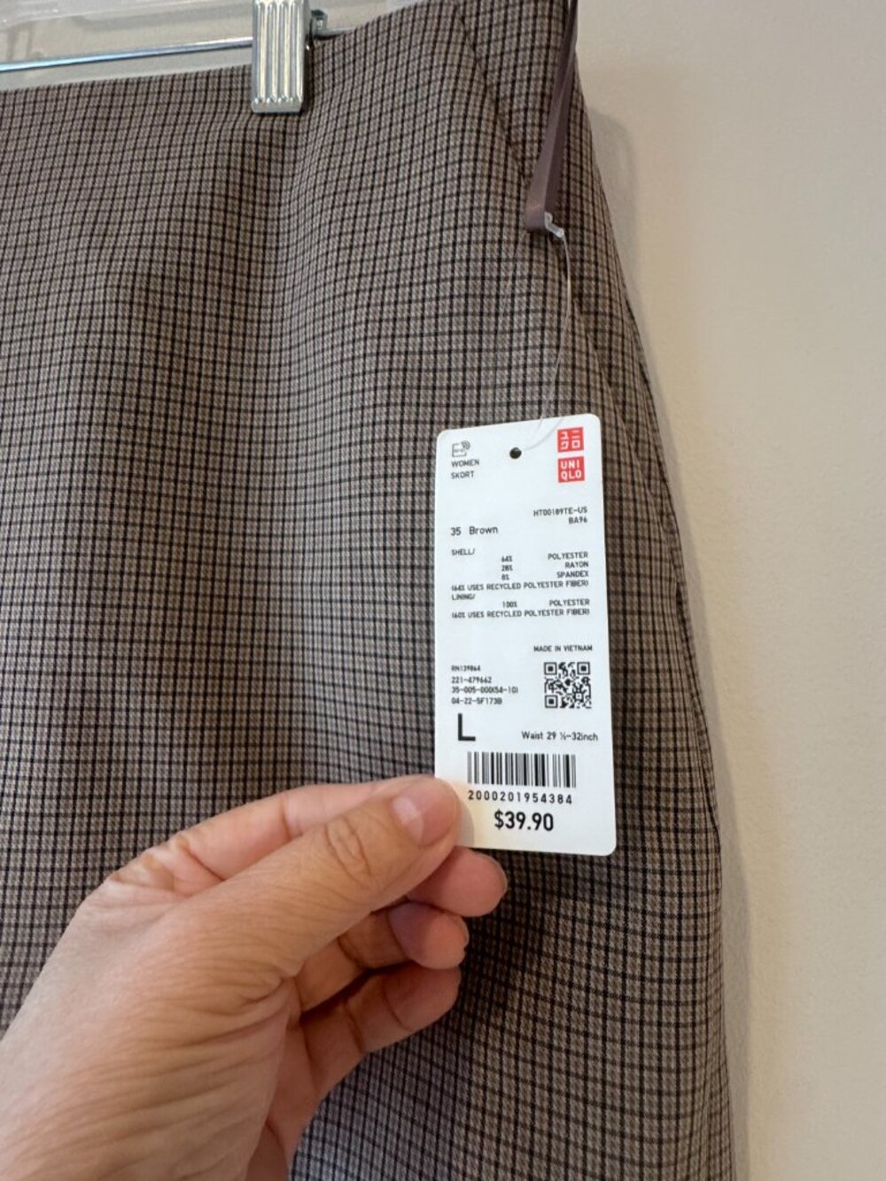 Uniqlo Brown Plaid A-Line Mini Skirt – Size L – Built-In Shorts 🔥 - Picture 6 of 14